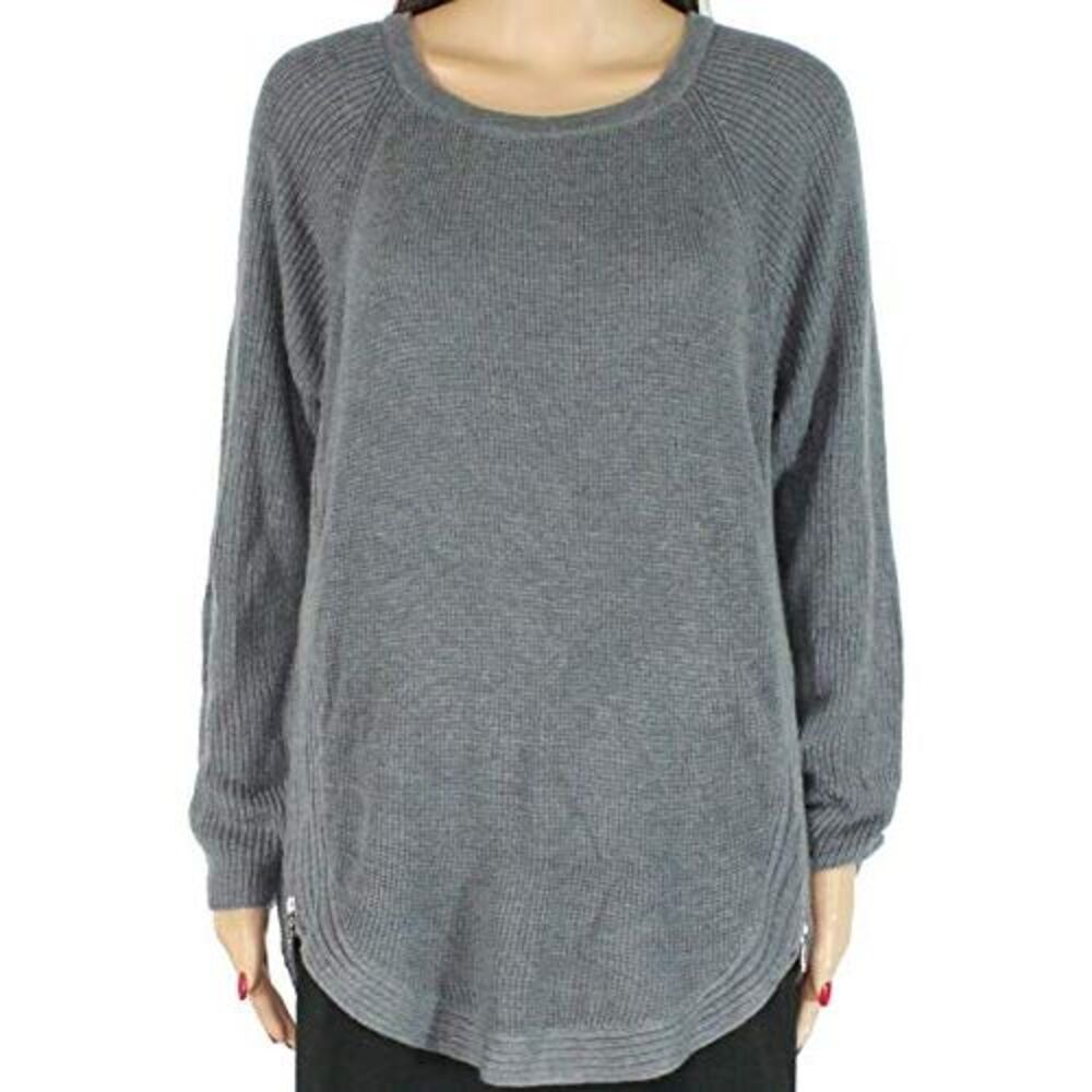 INC International Concepts Plus Size Waffle Knit Side Zip Sweater